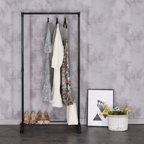 Stojan na oblečenie GD-157 BK chróm/čierna, 74 x 157 cm