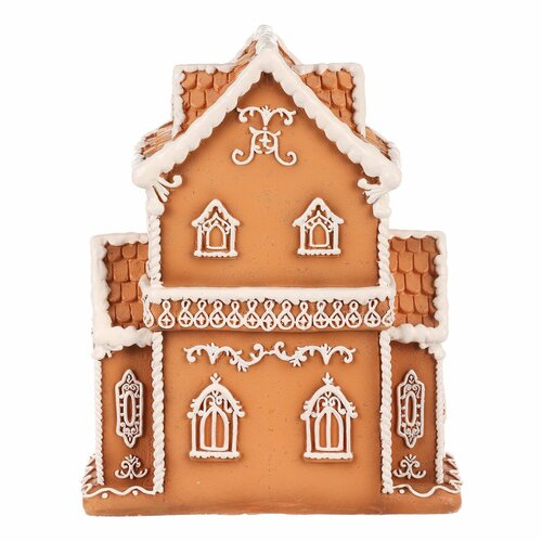 Božična dekoracija Perníková hiška s LEDosvetlením, poliresin, 24 cm