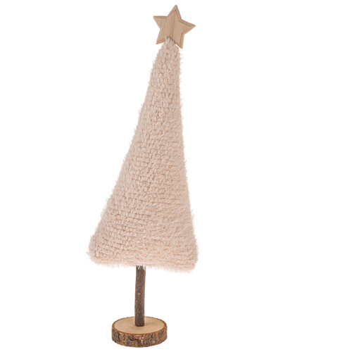 Decorațiune de Crăciun Pom de Crăciun din materialtextil 45,5 cm, fleece pufos, crem