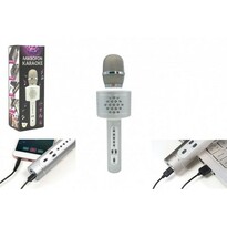 Teddies Mikrofon karaoke Bluetooth, stříbrná, na baterie, s USB kabelem
