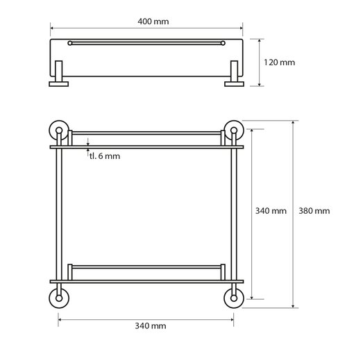 SAPHO XR602 X-Round E steklena polica dvojitá 40cm