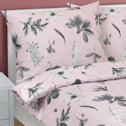 Bellatex Bombažno posteljnino Louka siva, roza,140 x 200 cm, 70 x 90 cm