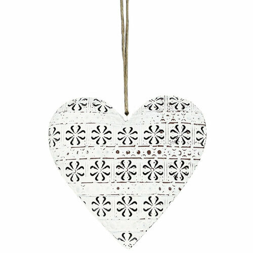 Decorațiune metalică de agățat Cloverleaf heart, 14 cm