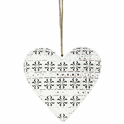 Zavesná kovová dekorácia Cloverleaf heart, 14 cm