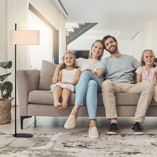 Rabalux 74240 stojąca lampa podłogowa z tekstylnym kloszem Narmin