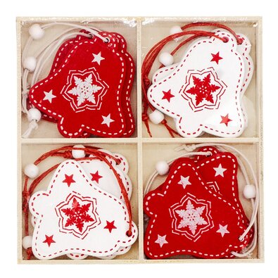 Ornamente de Crăciun din lemn Domarex Clopoțeiroșii , 12 buc