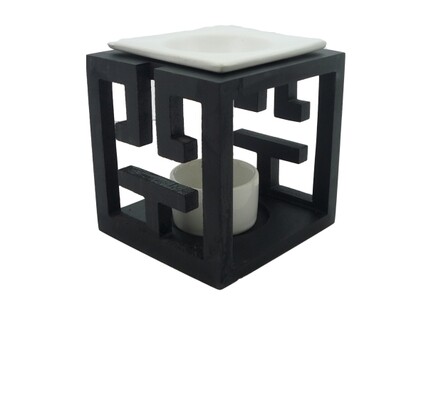 Lampa zapachowa, drewniana, czarna