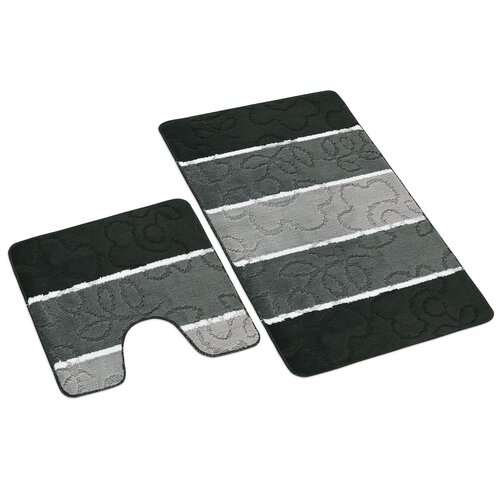 Set de covorașe de baie Bellatex Avangard Flori gri, 60 x 100 cm, 60 x 50 cm