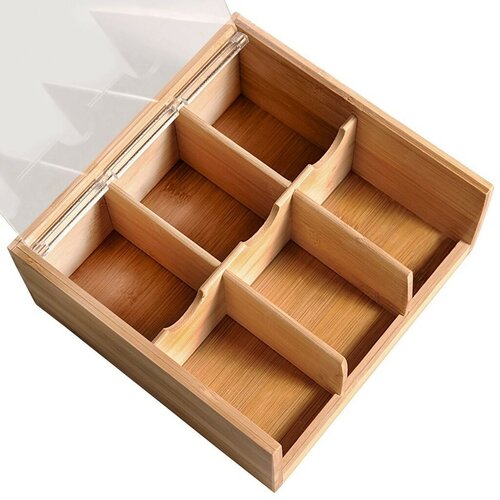 Kesper 58903 Organizer na herbatę bambus, 6 przegródek, 22 x 21 x 9,5 cm