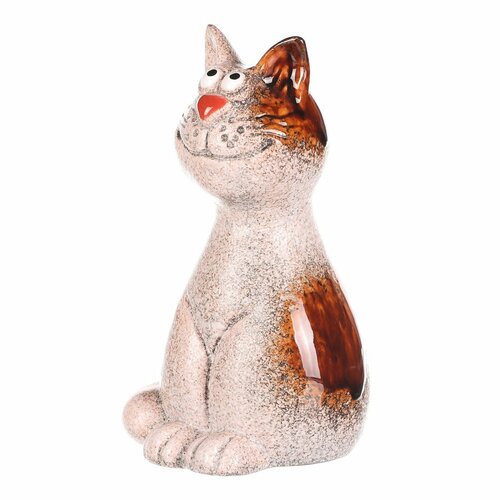 Decorațiune de grădină pentru gard Pisică, 9 x 9 x15 cm, ceramică