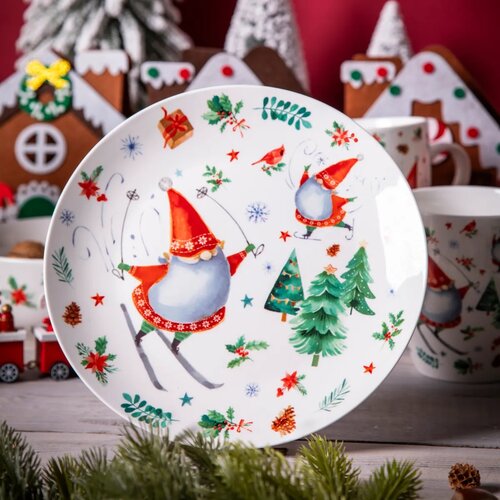 Altom Porcelanowy talerz deserowy Winter Gnomes 20 cm