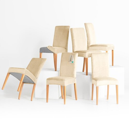 Restilo Husă pentru scaun Sento bej deschis, 48 x 48 x 58 + 10 cm, set de 6 bucăți
