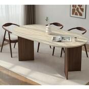 Jídelní stůl Sablin - Travertine, Milano Walnut