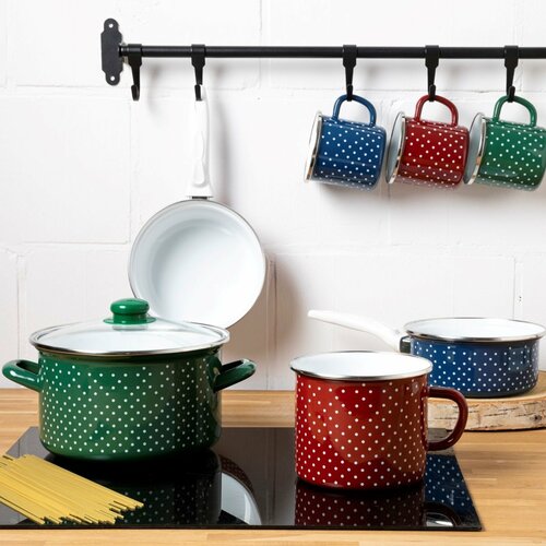 Garnek emaliowany RETRO 20 cm, niebieski