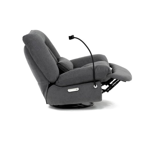 Polohovací elektrické křeslo se zabudovaným ovládáním, šedá