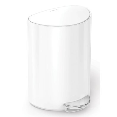 Simplehuman Педальний кошик для сміття 6 л, напівкруглий, білий сталь, пластик