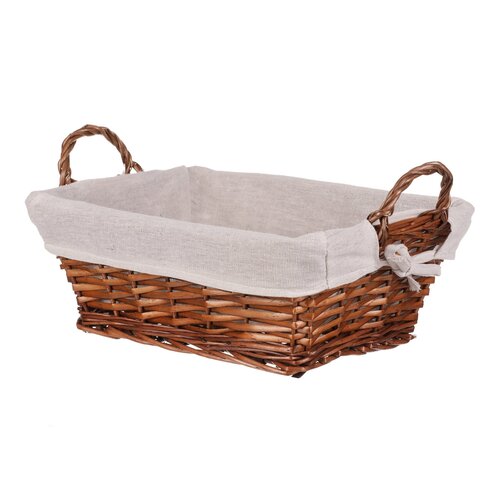 Pletena košara z blago rjava, 35 x 25 x 13 cm