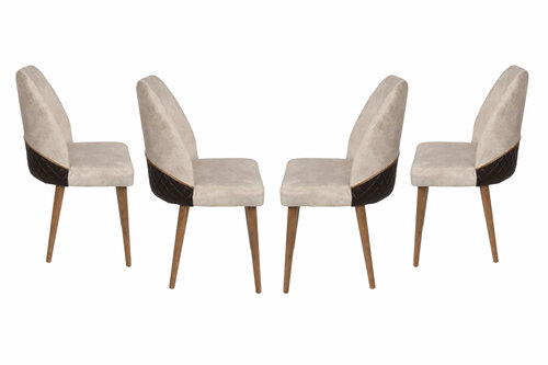 Sada jídelních židlí Nova Cream and Walnut, 4 ks