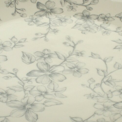 Set de 6 farfurii plate Flori delicate 26 cm, gri