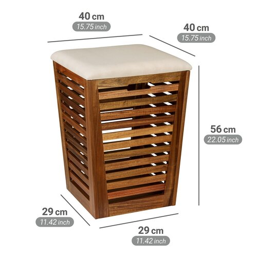 Wenko Acacia koš na bielizeň s sedadlom Fondi 55 l