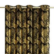 Restilo Draperie Velvet golden Leaves neagră, 140 x 245 cm