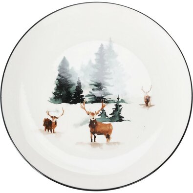 Flacher Porzellanteller Winter Deer, 27 x 2,6 cm