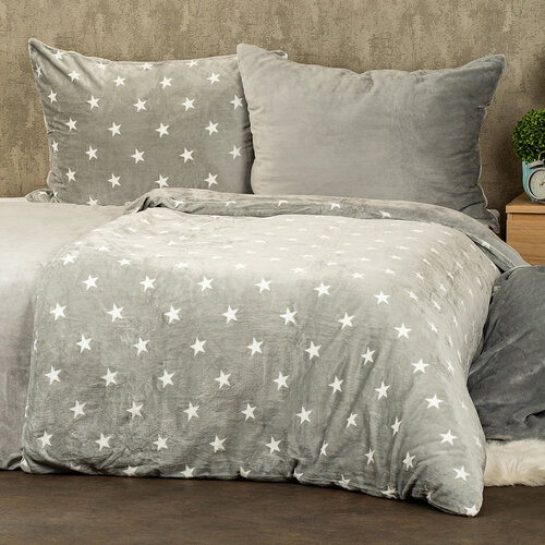4Home Pościel mikroflanela Stars grey, 140 x 200 cm, 70 x 90 cm