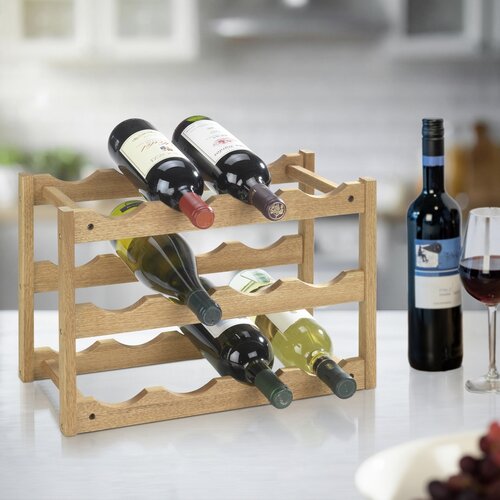Raf pentru 12 sticle de vin Wenko , lemn masiv nuc