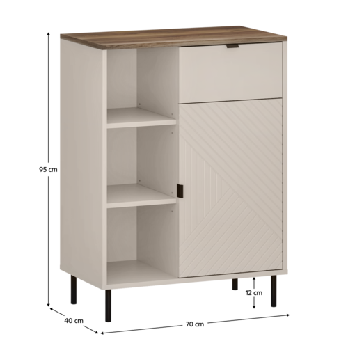 Dulap EYCO 1D1S, cașmir/stejar castello