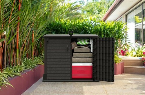 Cutie de depozitare Duramax pentru grădină StoreAway maro, 850 l