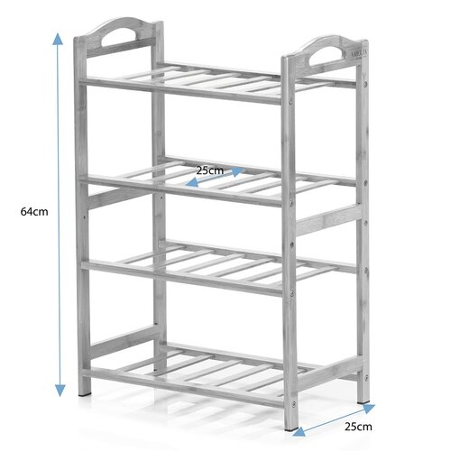AmeliaHome Botník 4 patra bambusový Vetter, 45 x 25 x 65 cm