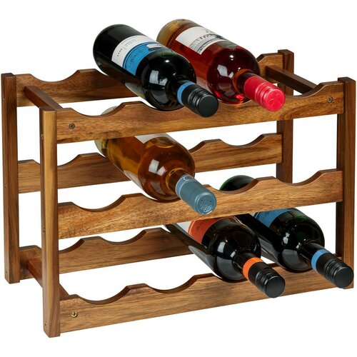 Wenko Fondi stojalo za vino iz akacije za 12 steklenic, 28 x 21 x 42 cm