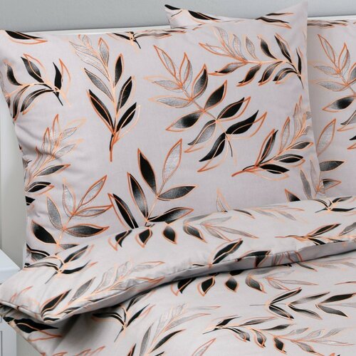 Bellatex Bombažno posteljnina List siva, 140 x 220cm, 70 x 90 cm