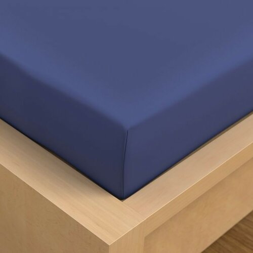 Kvalitex Cearșaf din satin cu elastic, albastruînchis, 120 x 200 cm