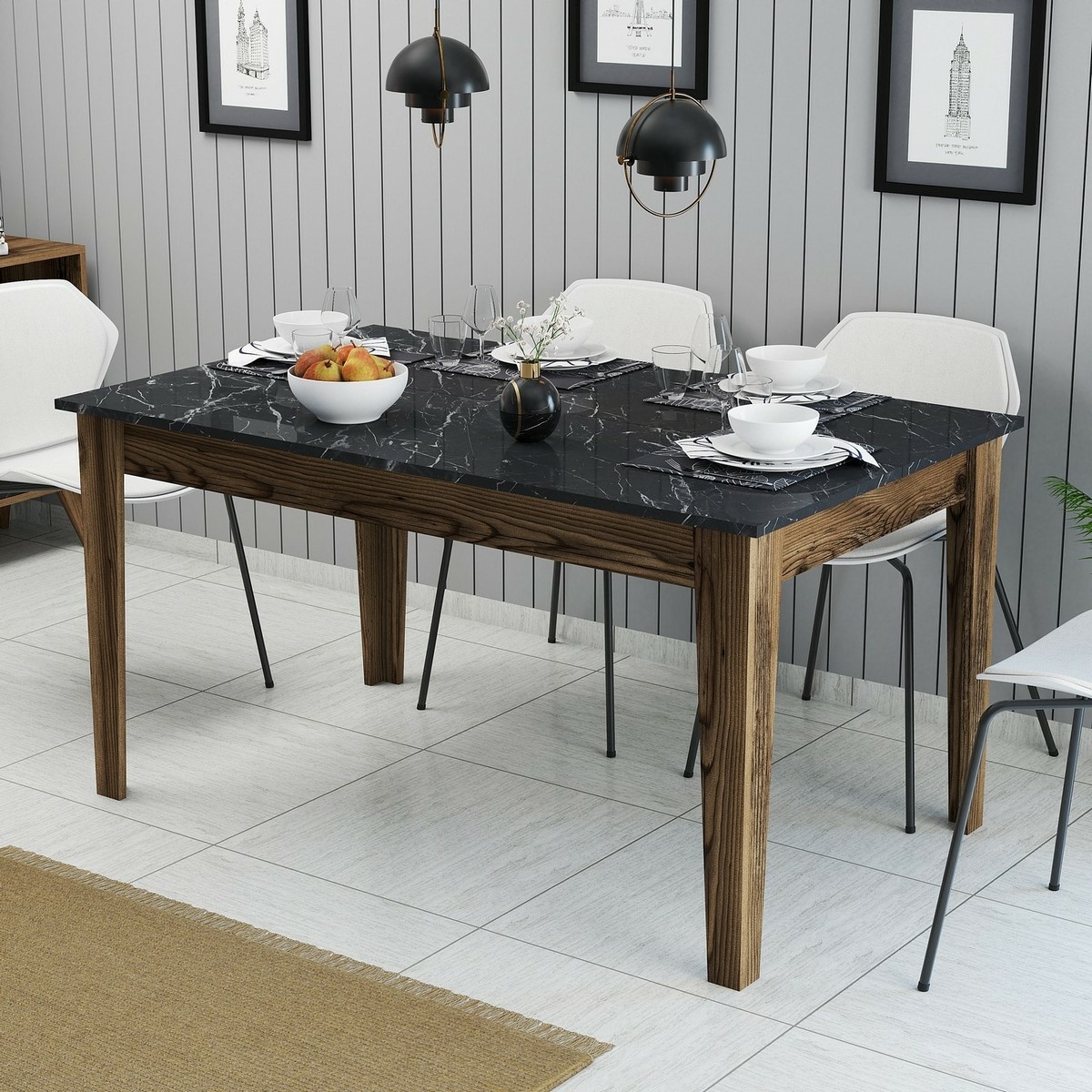 Jedálenský stôl Milan Walnut and Black