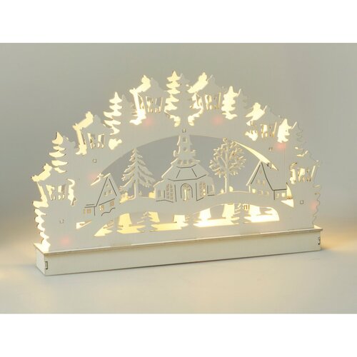 Decorațiuni LED de Crăciun Biserică cu căsuțe, 29x4,5x19cm, 6 LED-uri, alb cald