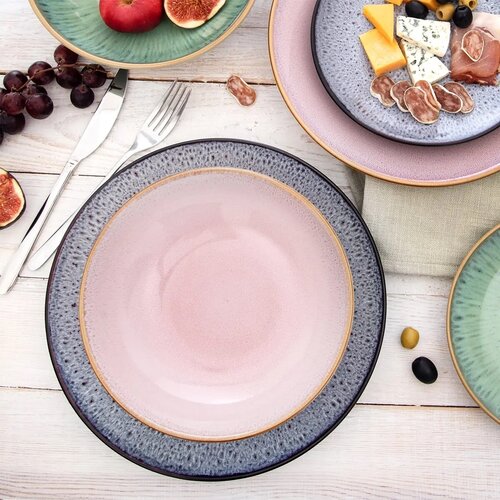 Orion Sada keramických mělkých talířů Glaze fialová 27 cm, 6 ks