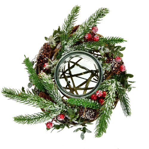 Božični okrašen svečnik Canna, 11 x 22 cm