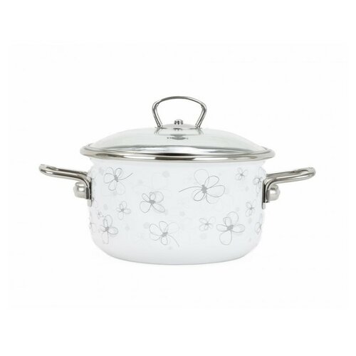 Belis Emaille-Topf Premium mit Deckel, Weiß, 18 cm, 2,2 l