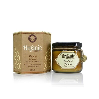Organska sveča Madurai Jasmine 200 g v jantarovemsteklu