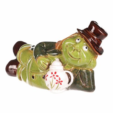 Decorațiune de grădină Om de apă întins, ceramică, 10 x 10 x 13 cm