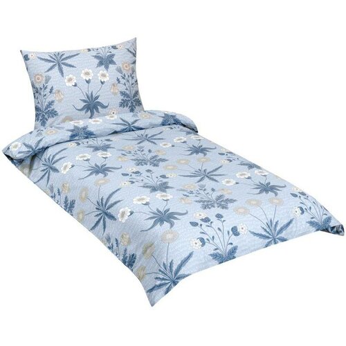 Bellatex Baumwollbettwäsche Wiese blau, 140 x 220 cm, 70 x 90 cm