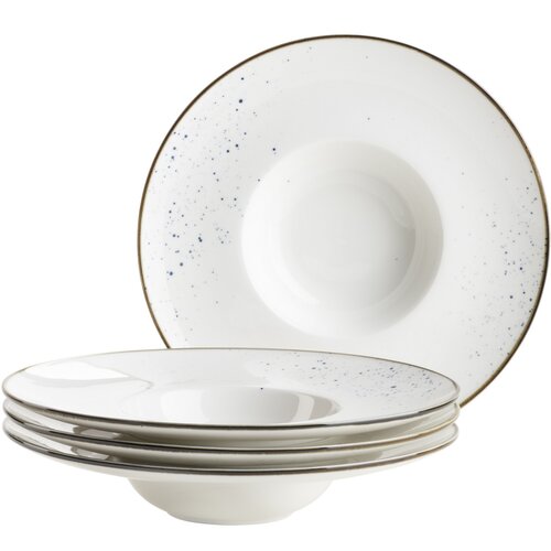 Mäser 4-teiliges Set Gourmet-Teller Pintar White blaue Punkte, 26 cm