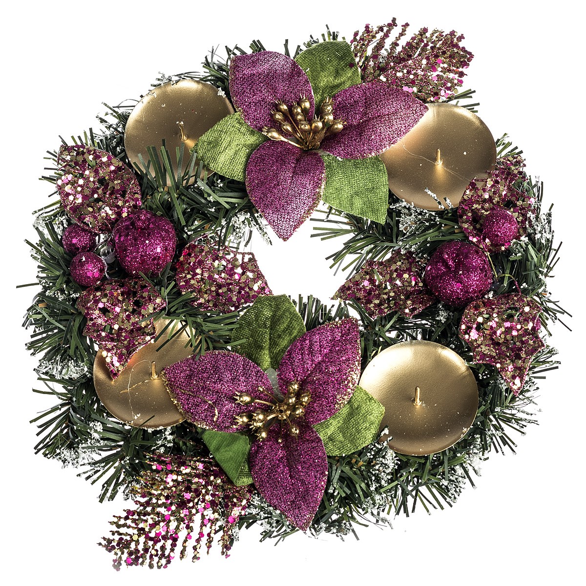 HTH Zdobený adventní věnec pr. 25 cm růžová