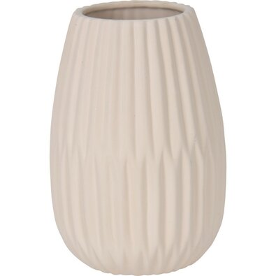 Gerippte Vase Evelyn, 13 x 20 cm, Dolomitweiß  ,