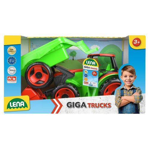Tractor cu cupă Lena 02136 Giga Trucks cu remorcă, 62 cm