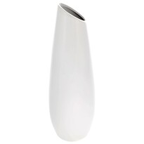 Keramikvase Oval, 12 x 36 x 12 cm, Weißweiß  ,