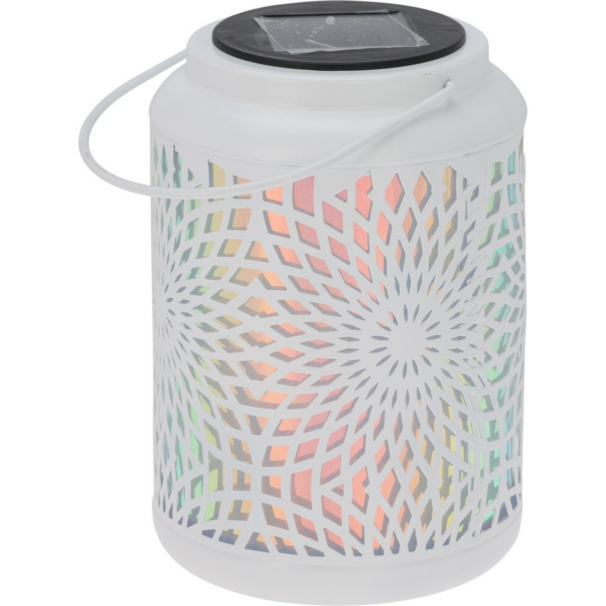 Solárna LED lampa Mandala biela, 18 cm, teplá biela