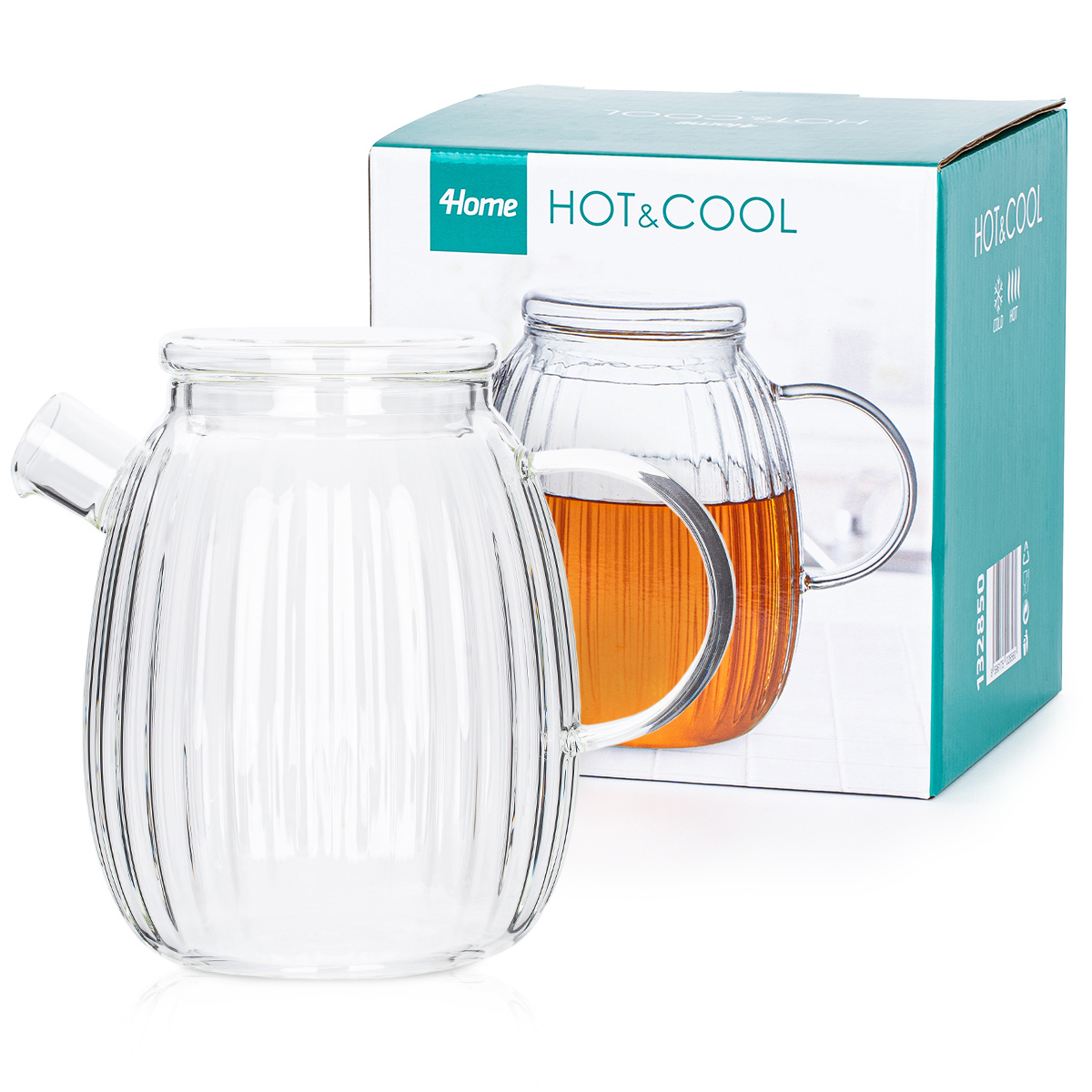 4Home Sklenený džbán s viečkom Stripe Hot&Cool, 1 l