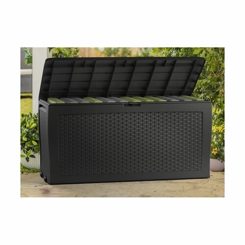 Keter Cutie de depozitare pentru grădină SamoaRattan antracit 270 l, 117 x 57 x 45 cm